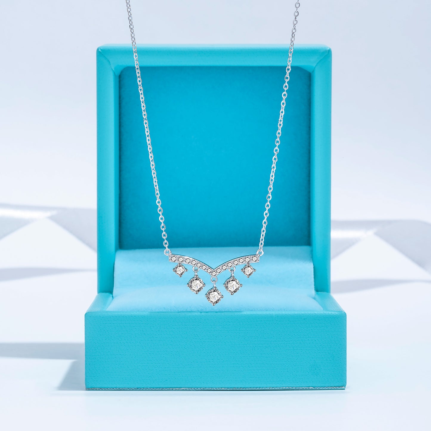 Line Jewelry V Shape Moissanite Necklace V型莫桑鑽銀項鍊