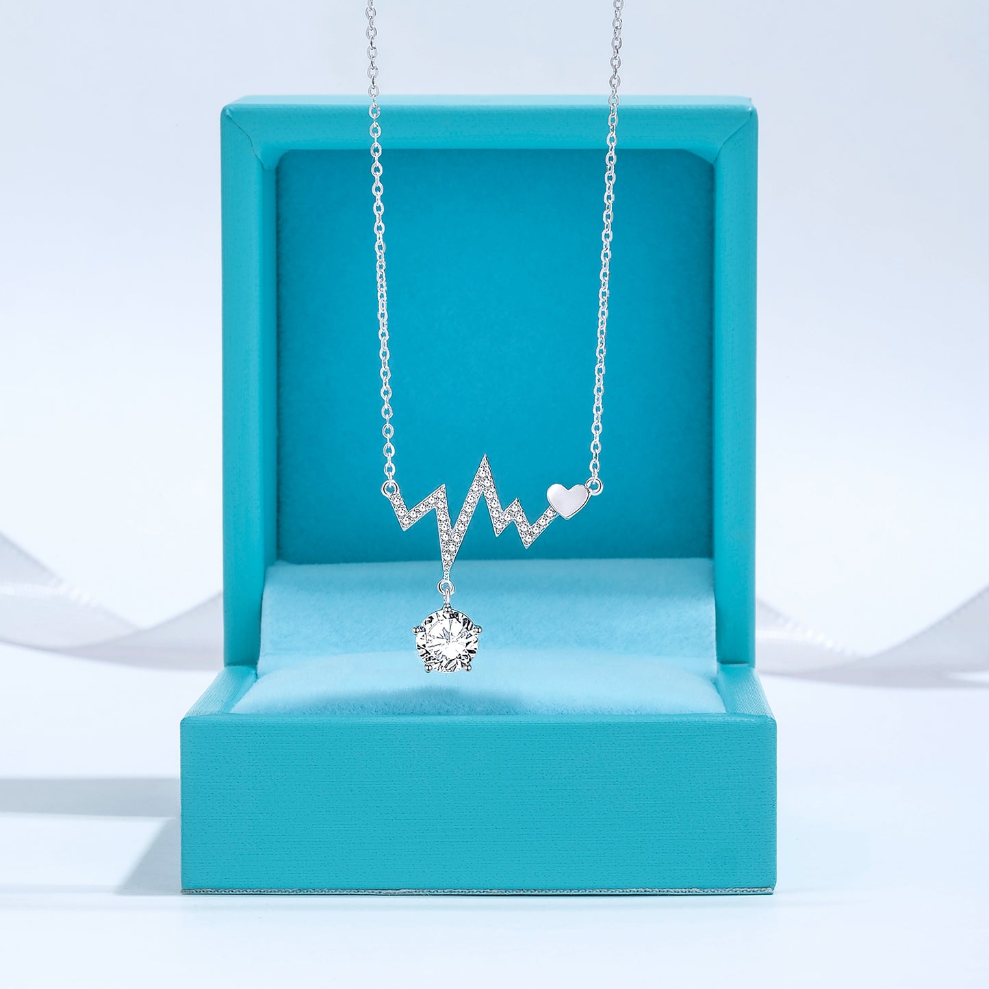 Line Jewelry 心跳悸動項鏈 (一卡莫桑鑽) Heartbeat Necklace (1ct Moissanite)