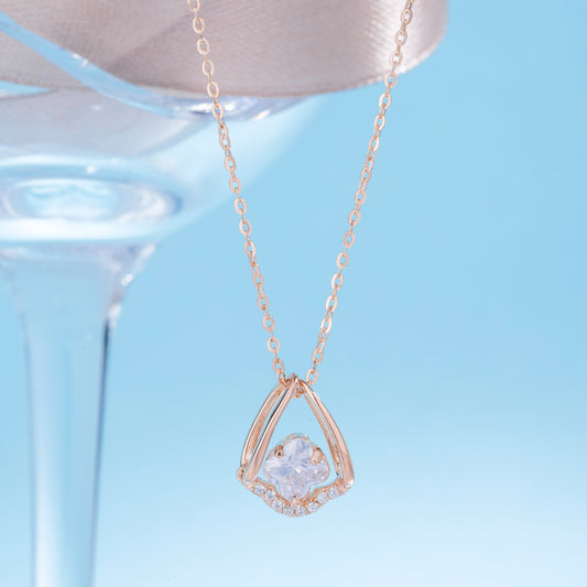 Line Jewelry 四葉草袋子吊墜項鍊 Clover Pocket Zircon Pendant Necklace