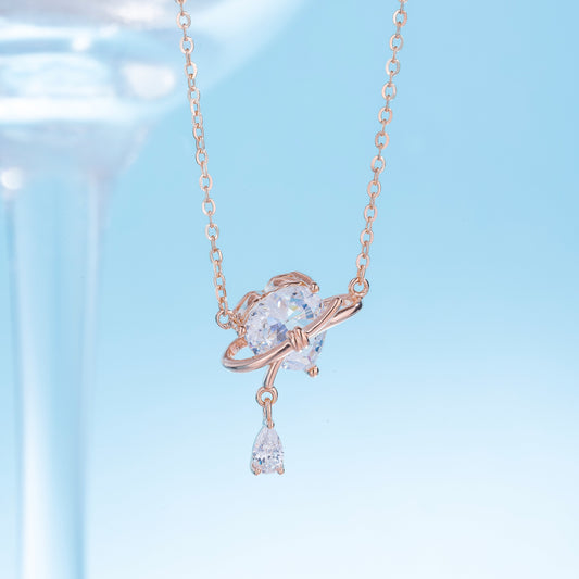 Line Jewelry 蝴蝶結愛心吊墜項鍊 Heart shape Ribbon Pendant Necklace