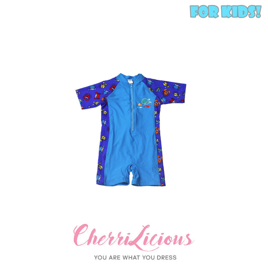 【FOR KIDS】Swimwear for KIDS! 拼色 淺藍深藍 海洋生物 男生泳裝 (2-3 years old) Cherrilicious