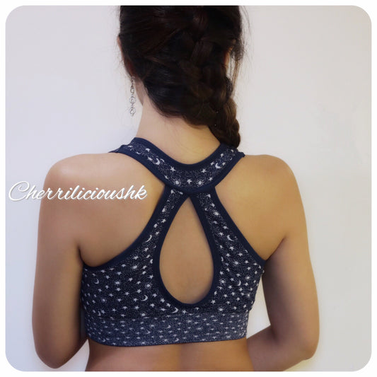 Active Wear 藍灰色星星圖案運動上衣 Cherrilicious